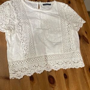 Abercrombie white linen crop top